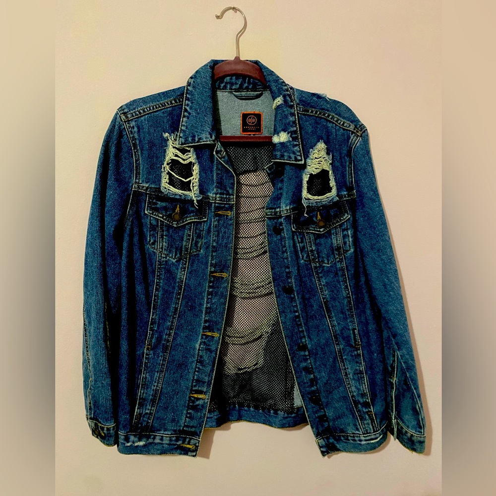 Boom boom jean jacket with black mesh